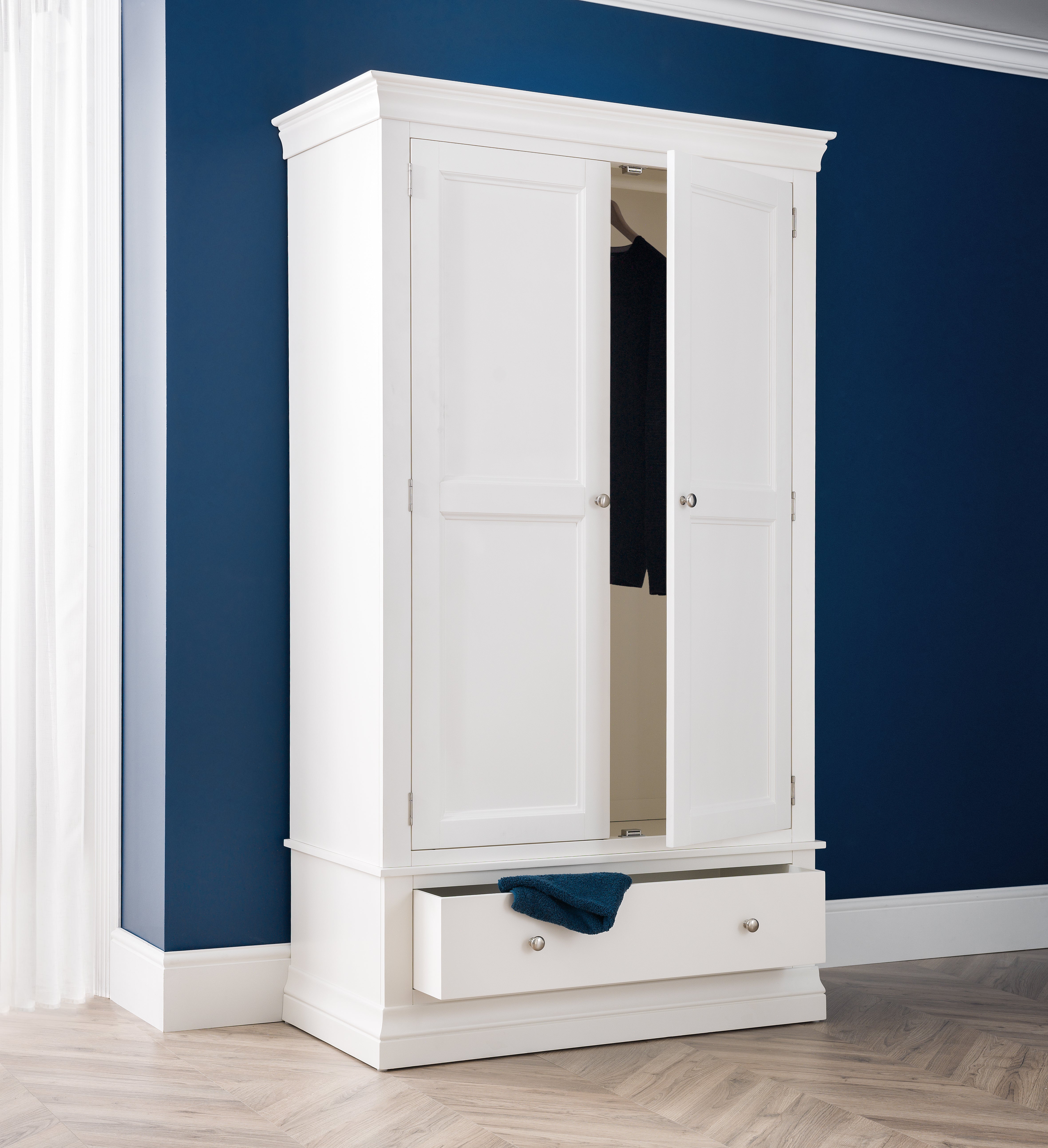Fidel Surf White Wood Double Wardrobe